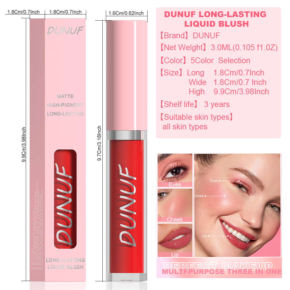 Check out DUNUF 5-color matte liquid Blush Blush! Disclaimer for links Specification drawing