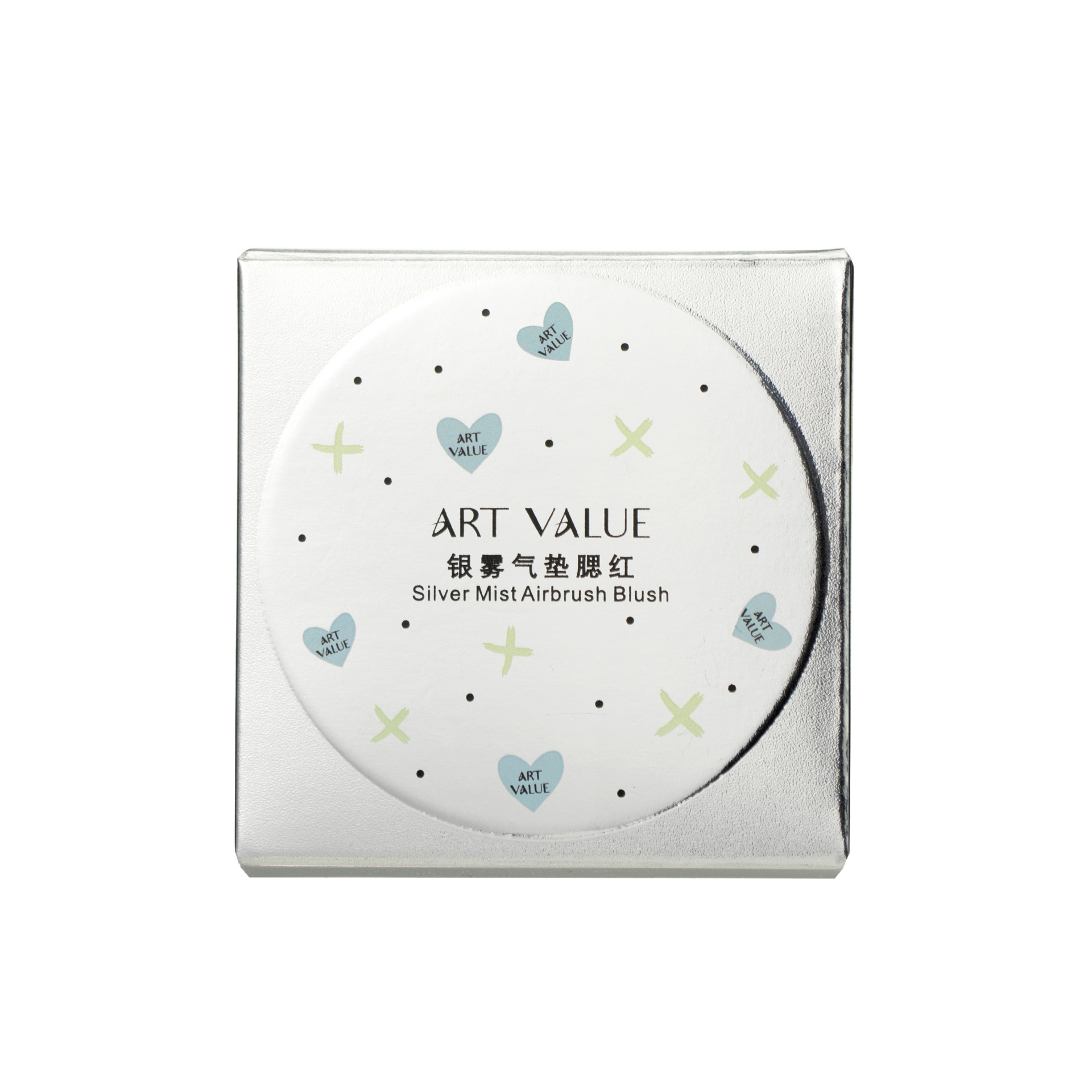 New Art Value Silver Mist Cushion Blush 4-color Pink series with Mirror Blush and small heart pattern beauty makeup Item Picture