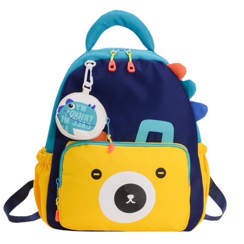 New children's small book bags for kindergartens, color-blocking sports backpacks with stitching and cute printed cartoon children's backpacks Item Picture