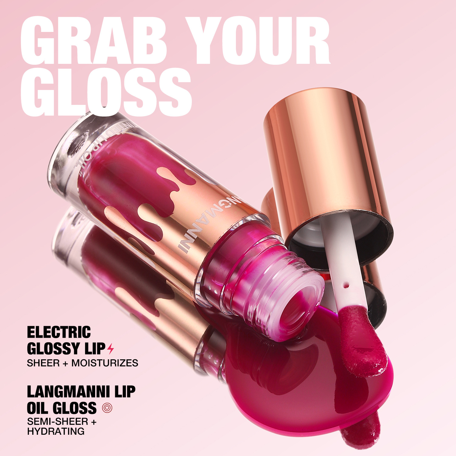 LANGMANNI colored lip oil, lip gloss, lip oil, single bottle Specification drawing