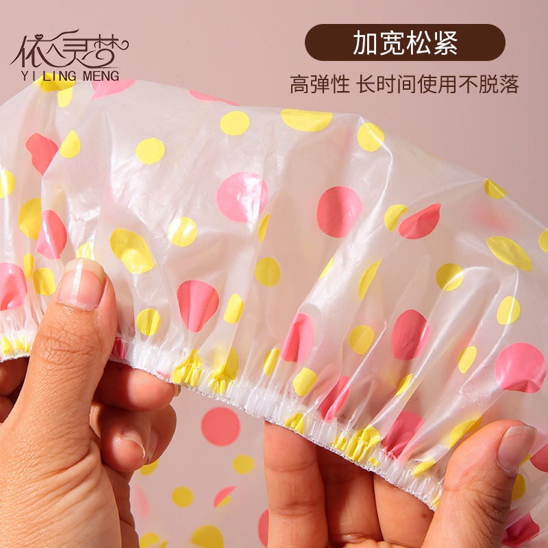 Yilingmeng Cute Polka Dot Waterproof Shower Cap, single set EVA Adult Bathing Dust-proof and oil-proof Hair Cap L503 Specification drawing