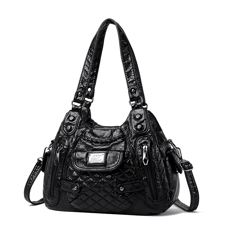 2023 New Mom Bag, washed leather casual commuting bag, women's large-capacity handbag, European and American style soft leather single-shoulder bag details Picture
