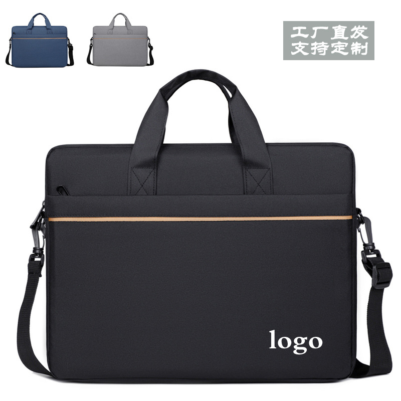 Laptop bag, 15-16 inch men's notebook, single-shoulder bag, large-capacity business briefcase, gift with LOGO printing details Picture