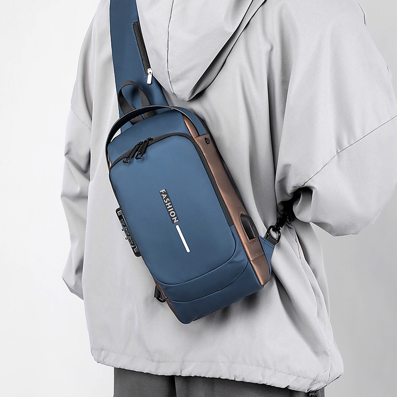 Cross-border motorcycle bag, password anti-theft chest bag, men's single-shoulder bag, large-capacity casual men's bag, multi-functional crossbody bag, trendy full figure