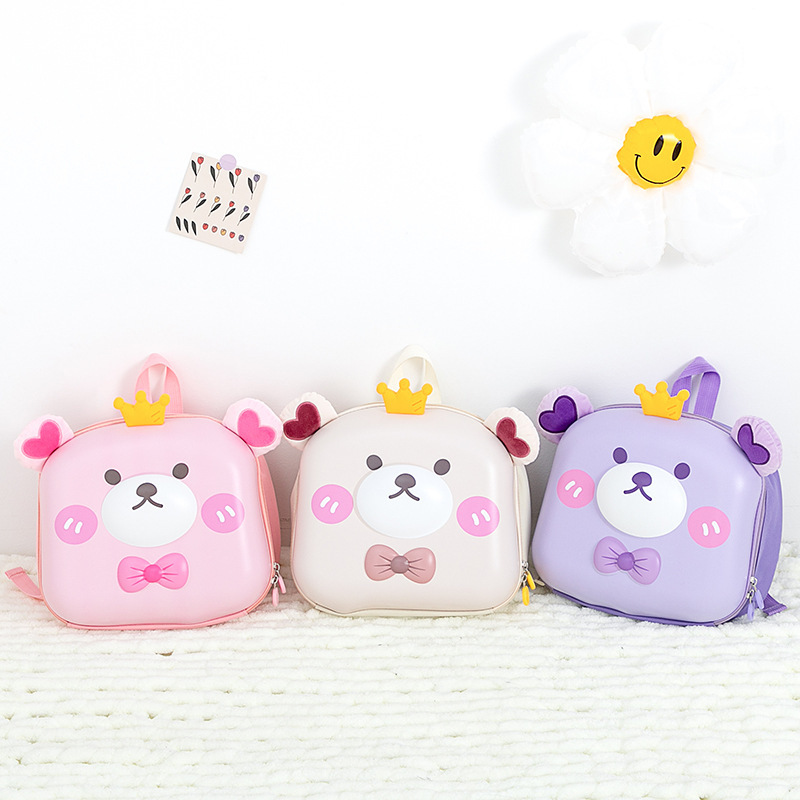 New children's schoolbag, kindergarten schoolbag, large-capacity backpack, cute cartoon bear eggshell bag for girls full figure