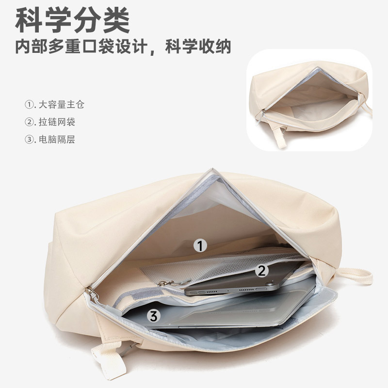 A new Korean-style backpack for women in 2025, featuring simplicity, portability, water repellency, and a trendy student backpack details Picture