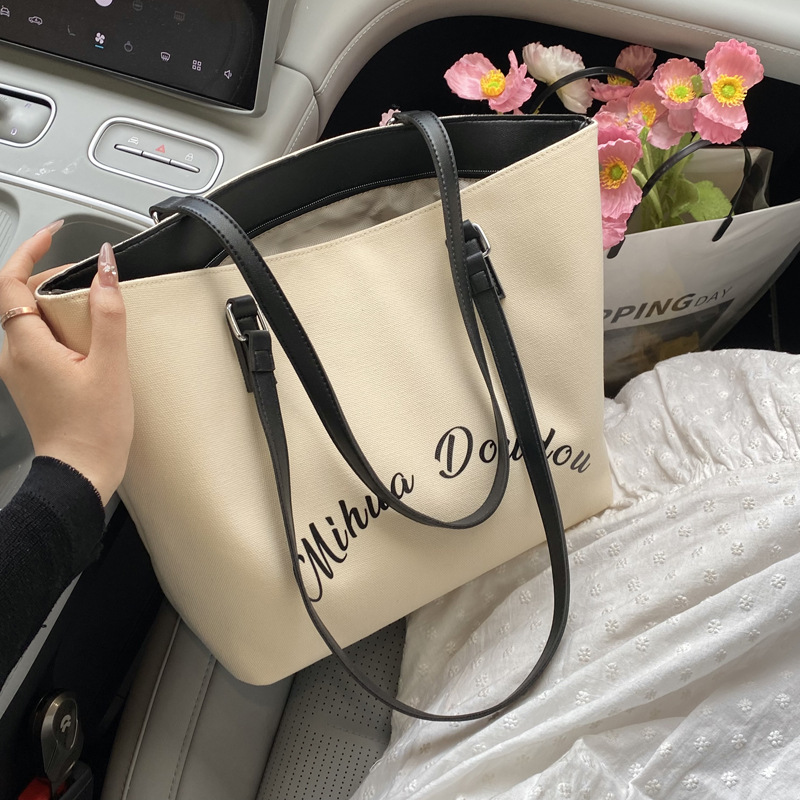 The new 2025 summer collection features a patchwork color-blocking canvas bag, a casual large-capacity single-shoulder bag, and a fashionable embroidered commuter tote bag full figure