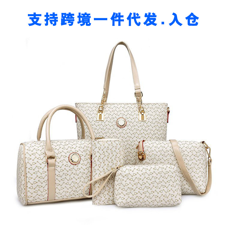 Five-piece set of arrow-shaped fishbone pattern mother-and-child bag for women, trendy crossbody single-shoulder handbag, cross-border one-piece delivery worldwide details Picture