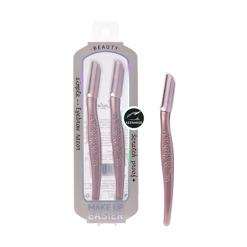 LMLTOP Rose gold patterned eyebrow trimmer, 2-piece stainless steel macro protective net eyebrow trimmer JJF08 Item Picture
