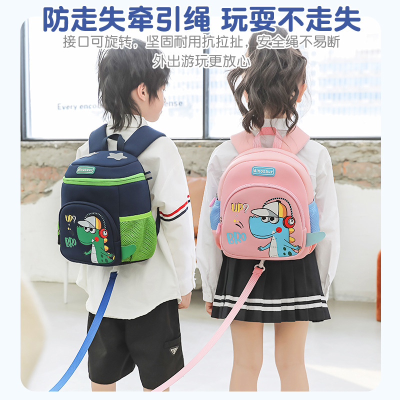 New style kindergarten schoolbags, cartoon little dinosaurs, children's schoolbags, burden reduction and spine protection, primary school schoolbags, one-piece consignment details Picture