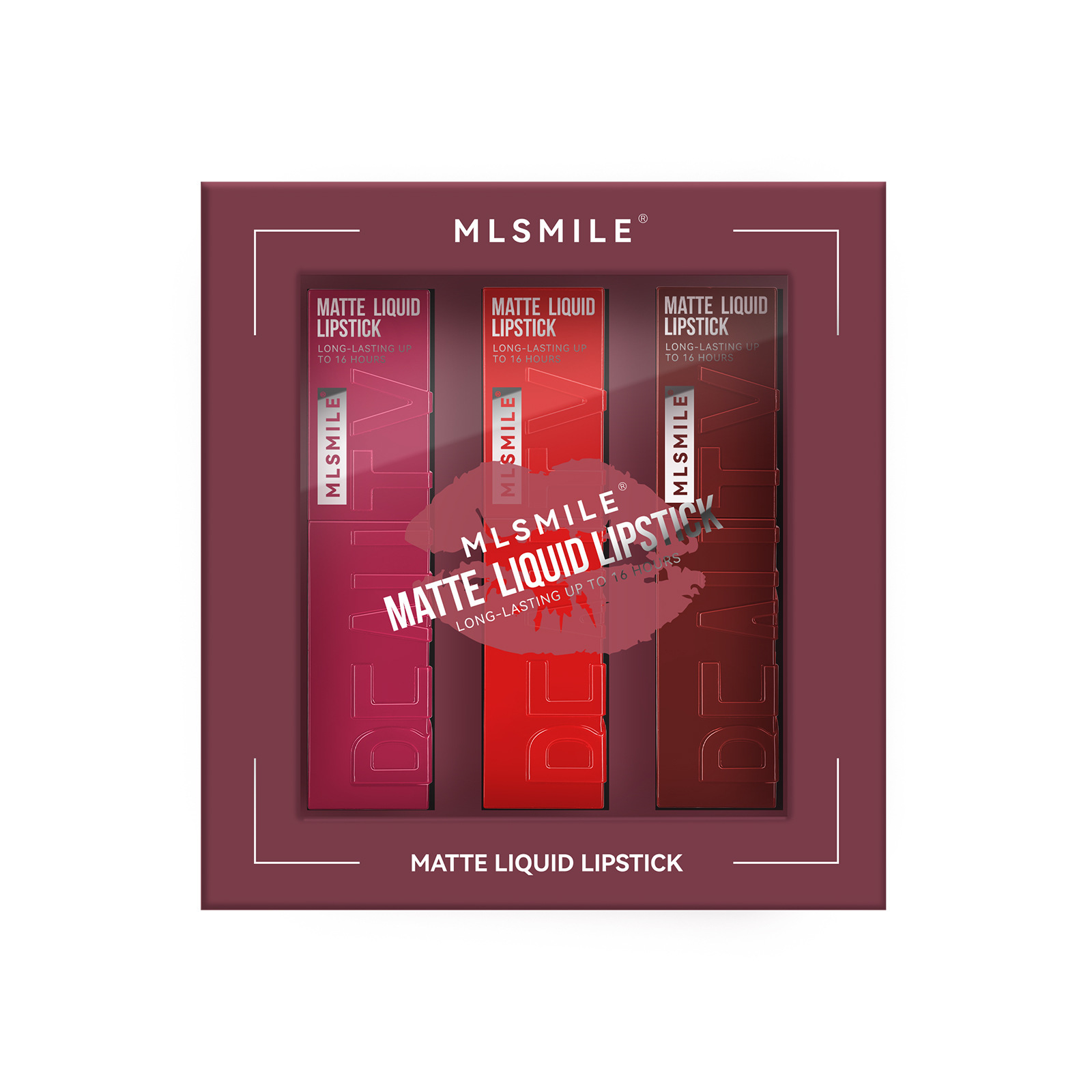 MLSMILE 3-color set: European and American non-stick cup lip gloss, matte liquid, matte lipstick, Lip dye and lip gloss Item Picture