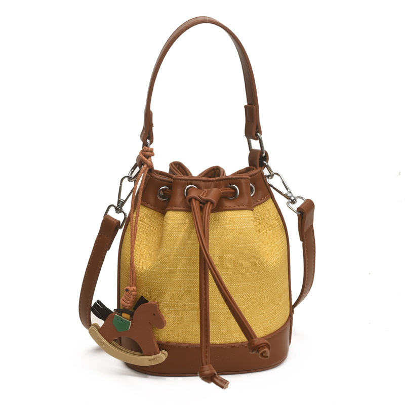 Spring and Summer fashion handbag for women, 2025 new style drawstring and stylish single-shoulder bag, Korean retro and trendy crossbody bucket bag Item Picture