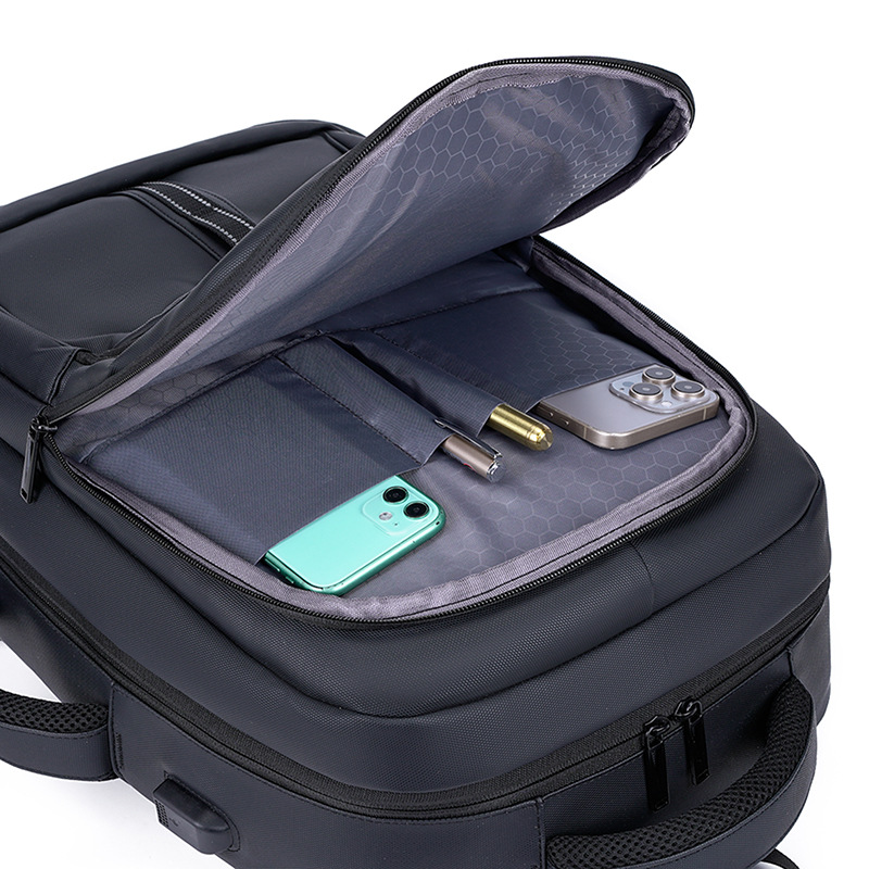 New cross-border large-capacity waterproof backpack, men's high-end 17.3-inch laptop bag, double-shoulder business bag details Picture