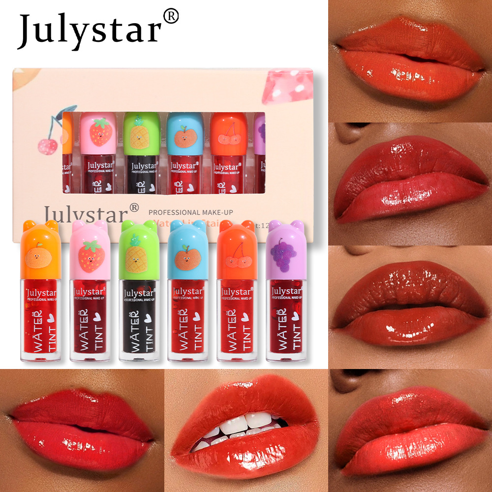 Cross-border makeup mirror gloss lip gloss set, non-fading and non-staining lip dye, moisturizing lipstick water for export wholesale full figure