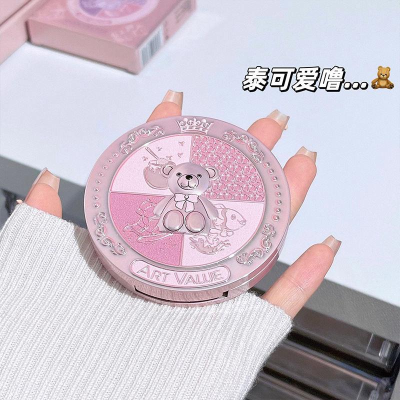 Art Value's new Bear Knight Three-color Blush plate, Rouge Plate, Makeup, Contouring and Highlighter all-in-one plate for export details Picture