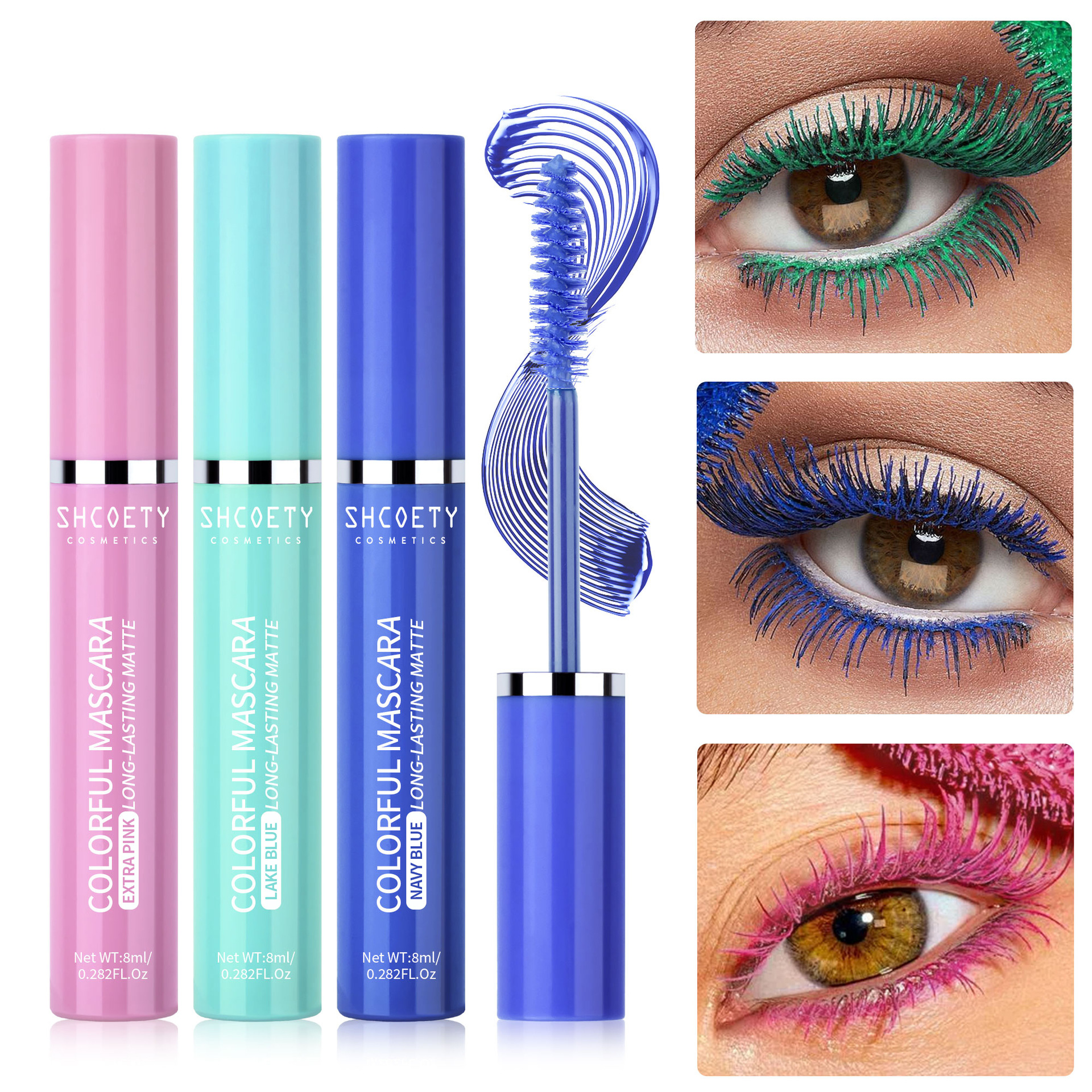 SHCOETY cross-border colored mascara is waterproof, non-smudge, long, thick and curly, a best-selling makeup for Christmas stages full figure