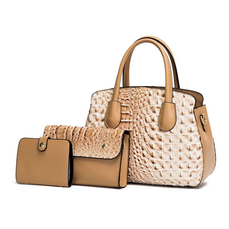 2022 New crocodile pattern single-shoulder crossbody hand-held women's bag, multi-piece set, mother-and-child bag, cross-border women's bag full figure