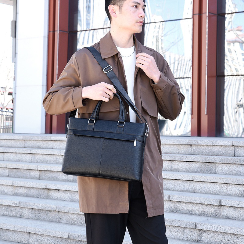Amazon men's business trip handbag, business office computer bag, large-capacity casual and fashionable single-shoulder crossbody bag details Picture