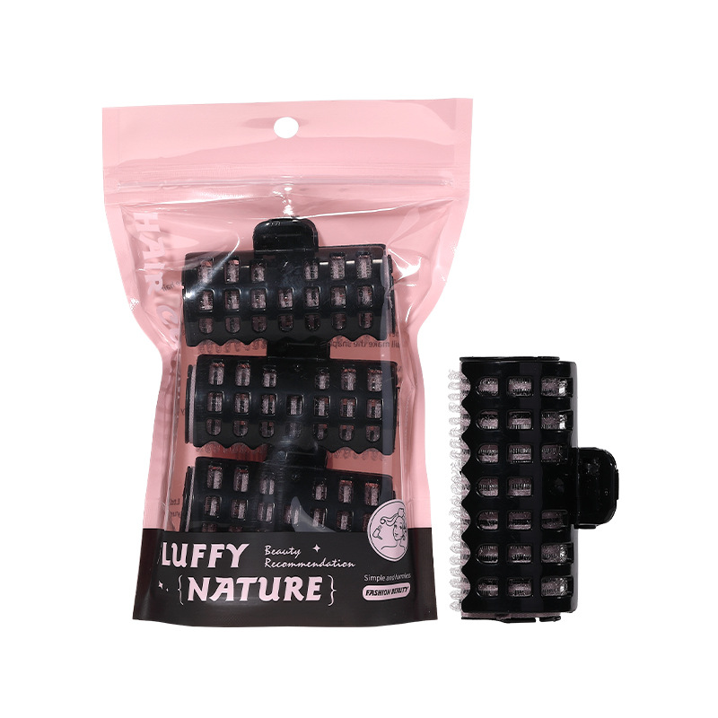 LMLTOP Cross-border self-adhesive Curling Iron 3-piece plastic curling clip set air bangs Curling Iron SY136 Item Picture