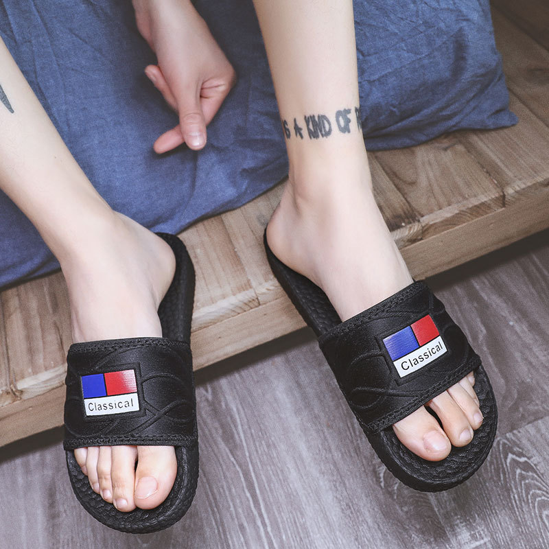 Lu 'an Summer slide Coconut Slippers for Adult men, anti-slip outdoor casual fashion, one-line trendy slippers, with a feeling of stepping on feces full figure