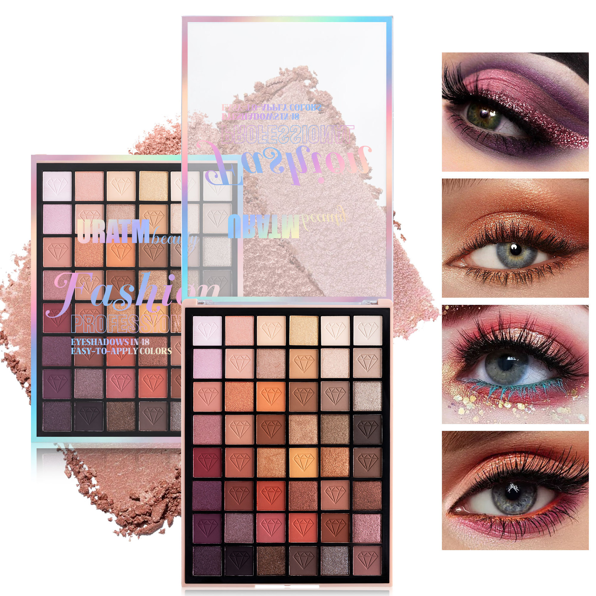 48-color pearlescent fine glitter eyeshadow matte makeup palette, long-lasting without smudging, easy to apply, waterproof and non-fading, cross-border makeup full figure