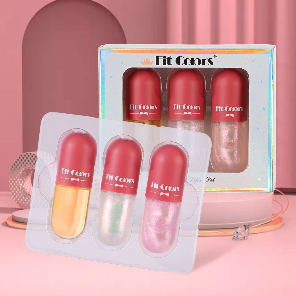 Fit Colors Lip Dye 3-bottle Set: Pearlescent Fine Flash Thermochromic Lip Oil and Lip Gloss details Picture