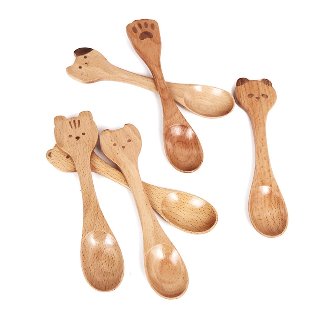 【 Yiwu Jiehao Bamboo and Wood Products 】【 Custom Tableware 】TT-0 Beech wood spoon, animal creative wooden cartoon spoon, coffee spoon pic 2