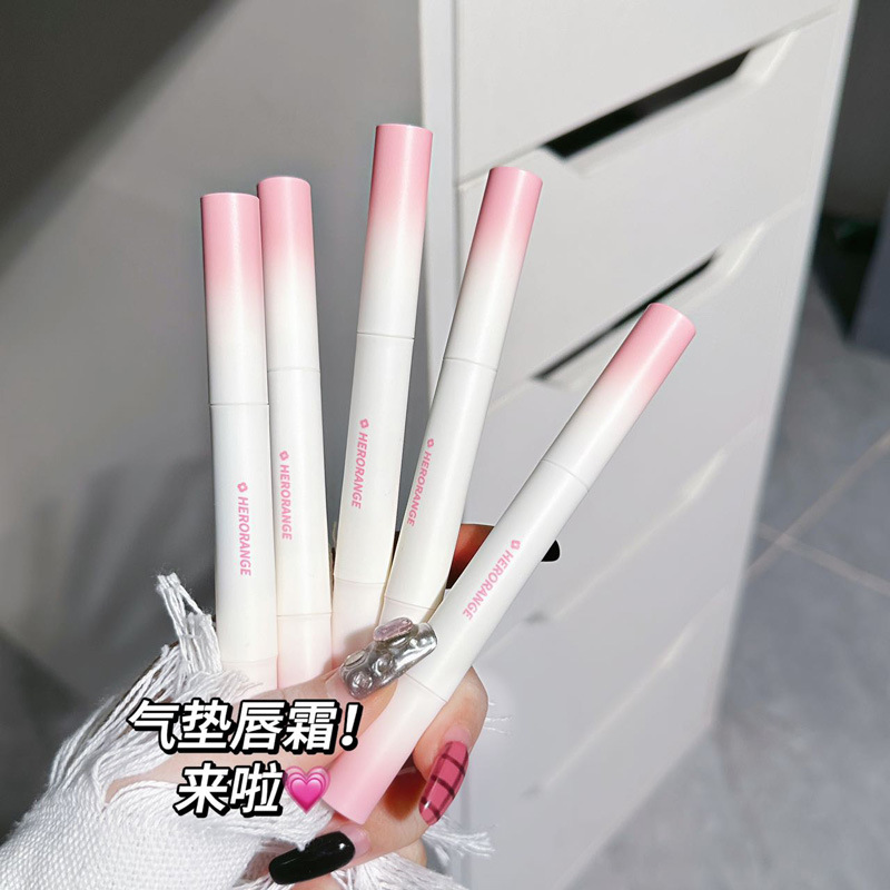 HERORANGE~ Cute Color Air Lip Gloss Matte Cushion Lip Cream Lip Powder Cream for Women to look fair without makeup in brick red for autumn and winter details Picture