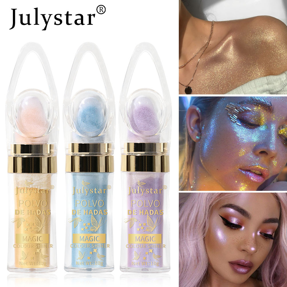 Julystar Highlighter Pat Powder, Natural Three-dimensional Contouring Blush, Fairy Powder, Pearl Glitter Powder full figure