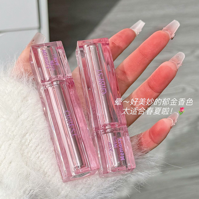 Flower Language Matte Lip Mud Pink Girl Spring and Summer Pale Complexion Fair Student Four-color Light Series Wholesale in stock Specification drawing