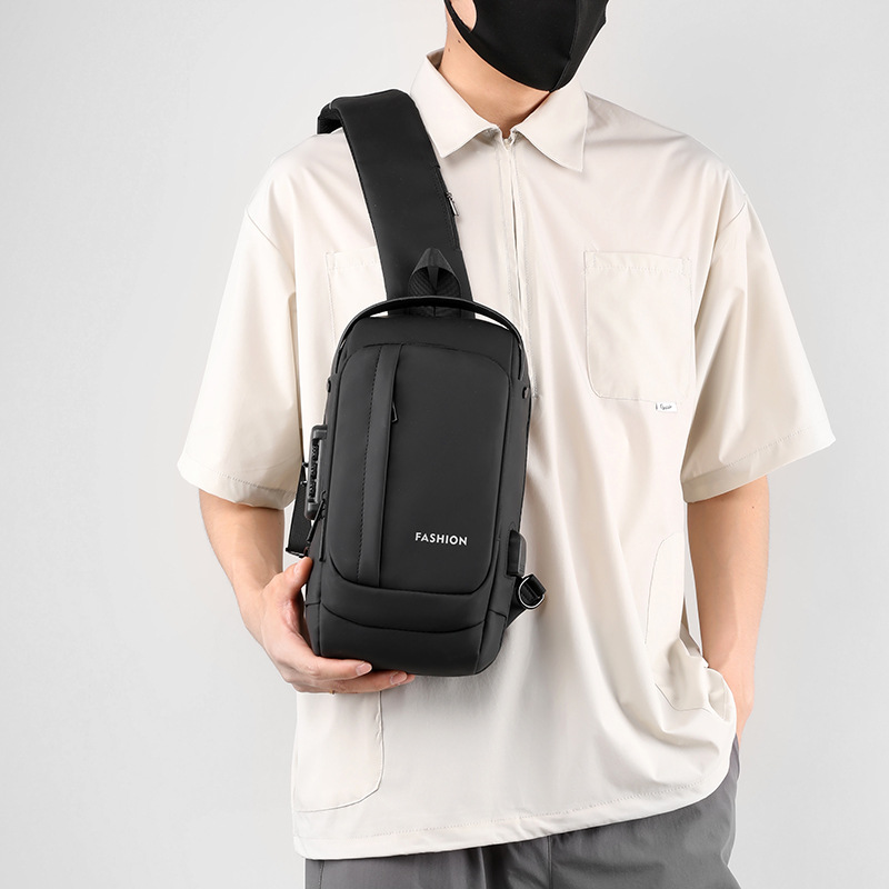 Multi-functional password lock chest bag, waterproof and anti-theft, casual motorcycle chest bag for both men and women, factory direct sales and wholesale, cross-border Specification drawing
