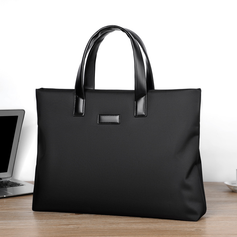 Men's laptop bag, 14-inch business Oxford cloth briefcase, office meeting bag, gift with logo printing full figure