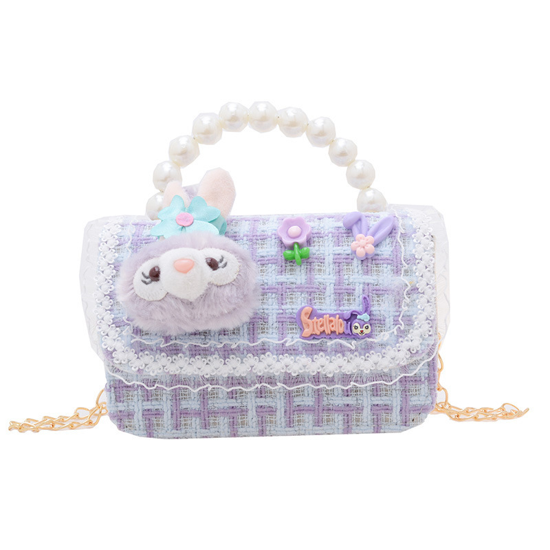 New stylish princess pearl hand-held coin purse, fashionable chain, children's single-shoulder bag, cartoon and cute small change bag Item Picture