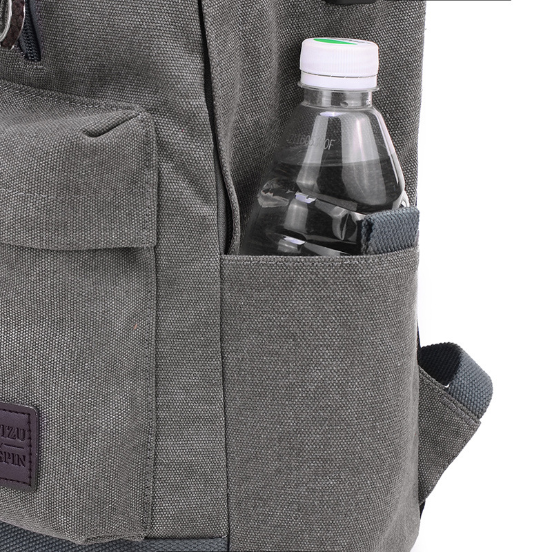 USB charging backpack for men, canvas Korean version outdoor casual travel backpack, sports bag, school style student schoolbag Specification drawing