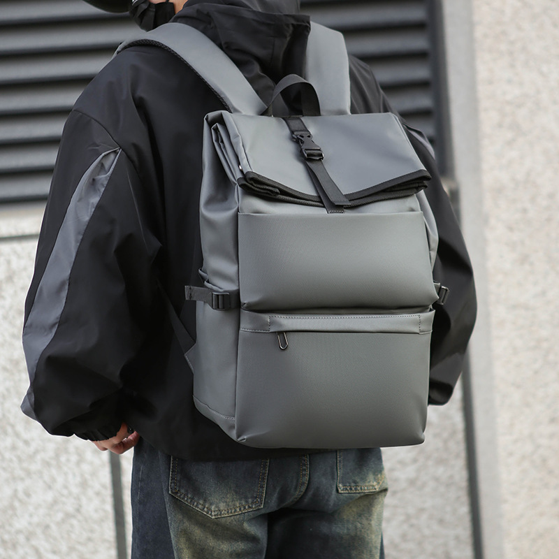 Large-capacity men's high-end backpack, simple and casual student multi-functional schoolbag, business large-capacity computer backpack details Picture