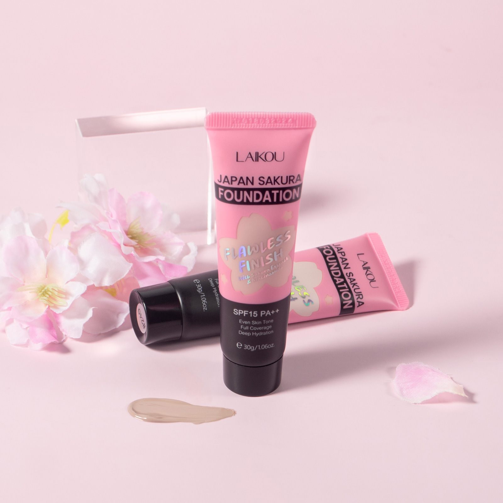 Cross-border Laicome Sakura Foundation 30g (Color box), 3 colors to choose from, foundation concealer manufacturer, one-piece consignment Application Scenario