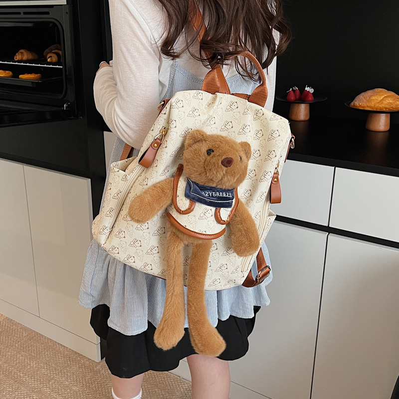 Cute little bear backpack for girls, 2025 new school-style schoolbag, large capacity, simple and lightweight, a backpack trend for outings Specification drawing