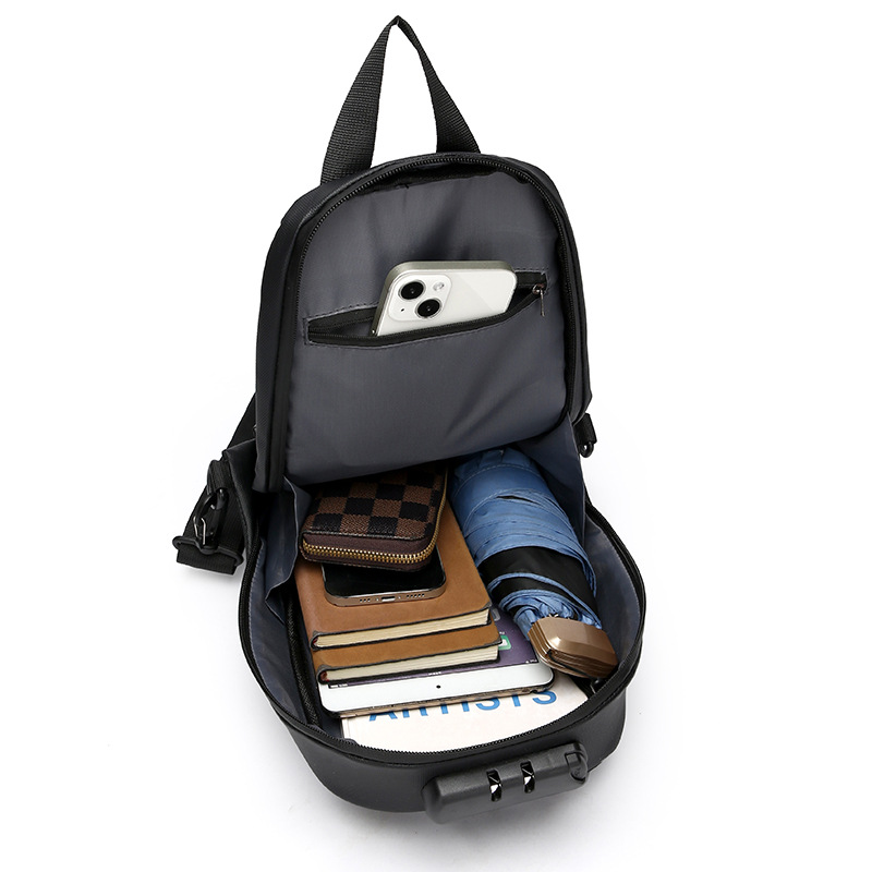 2024 Spring Sports Cross-border wholesale USB charging port bags, men's chest backpacks, crossbody bags, fashionable single-shoulder bags Item Picture