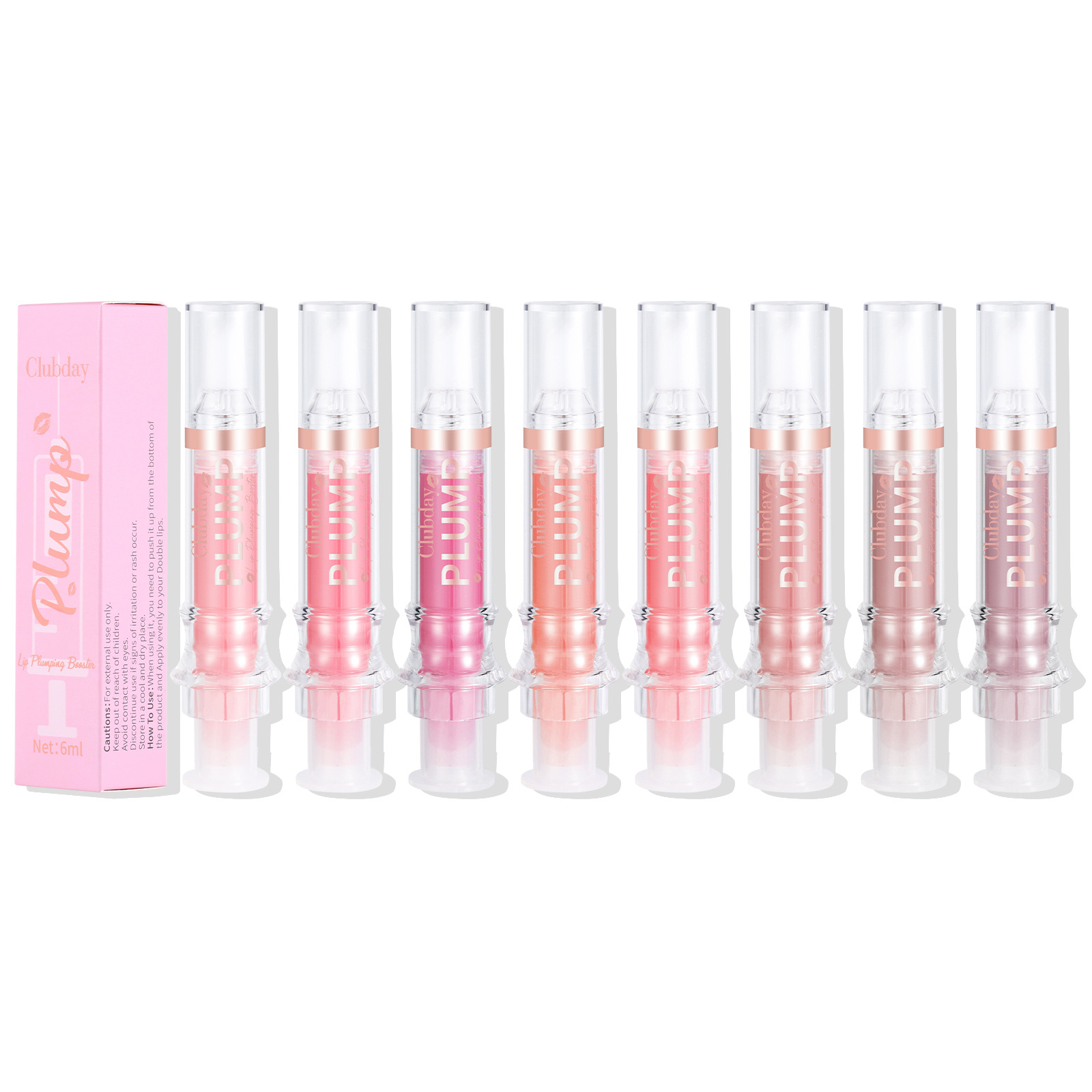 Clubday Amazon's best-selling moisturizing and hydrating mirror lip oil, lustrous and plump lip, needle tube lip augmentation, and lip gloss makeup Item Picture