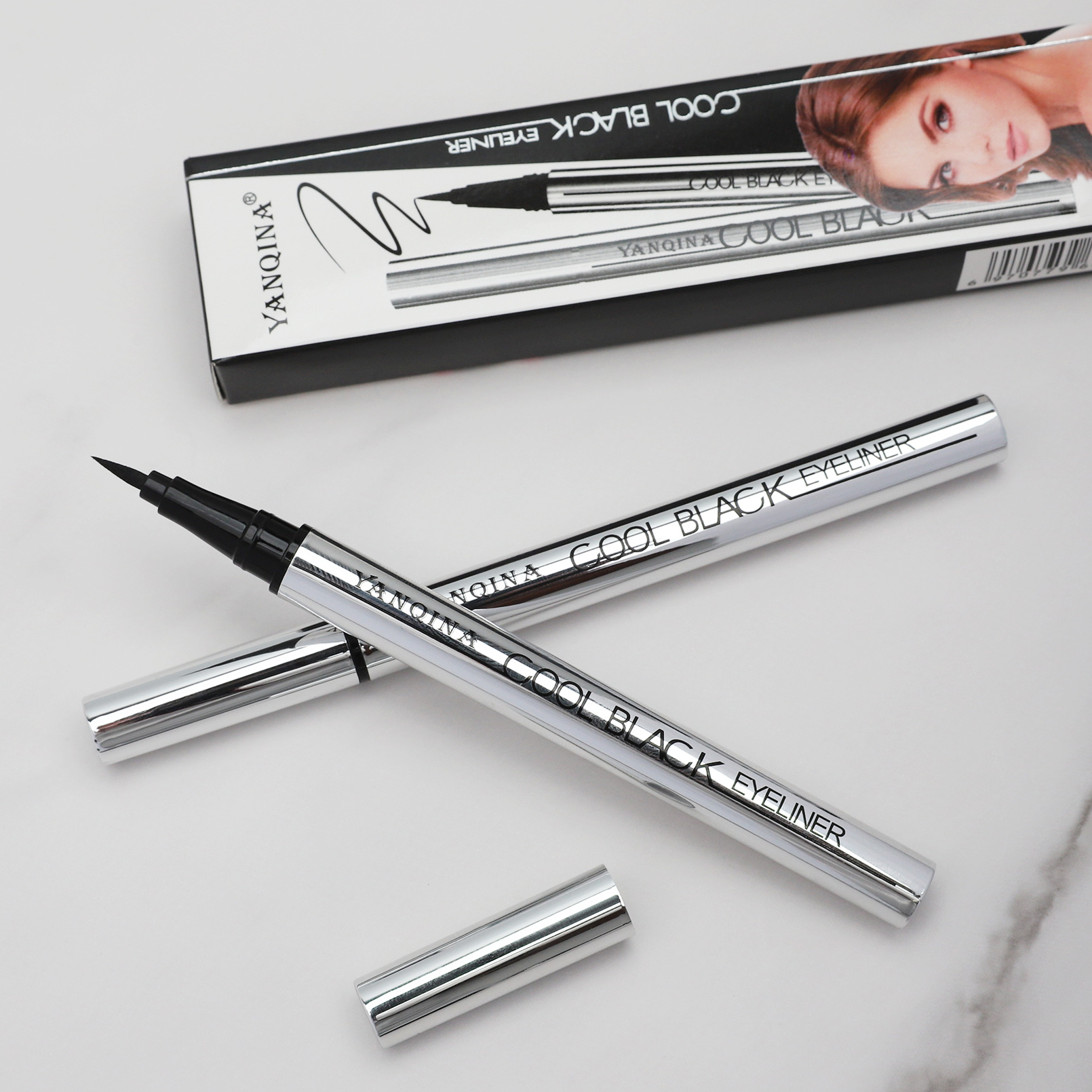 YANQINA Cool Black Eyeliner Liquid Pen Dries quickly, is waterproof and long-lasting without smudging. It's a beginner's eyeliner for makeup Application Scenario