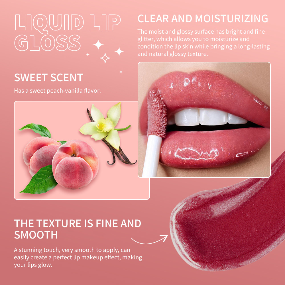 Lakerain Lip clay, lip gloss, Water Light, mirror finish, Lip gloss and lip gloss Specification drawing