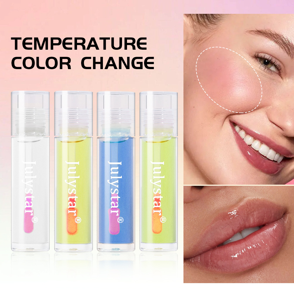 Julystar Liquid Thermochromic Blush Natural Moisturizing Lip and Cheek Dual-Purpose Color-changing Blush Blush oil Blush Liquid details Picture