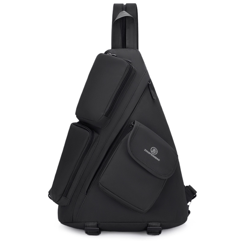 2025 New cross-border men's chest bag, casual men's bag, large-capacity retro multi-functional crossbody bag, soft leather single-shoulder bag Item Picture