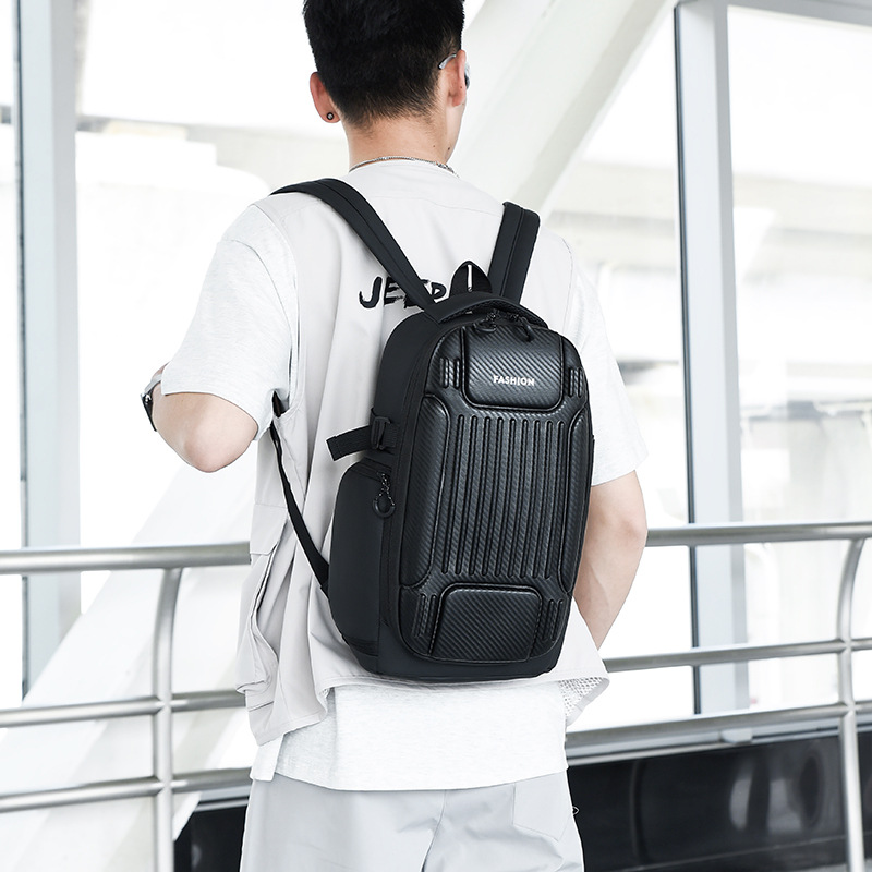 Wholesale hard-shell anti-collision computer bags, men's fashionable large-capacity backpacks, functional windproof and water-repellent travel backpacks details Picture