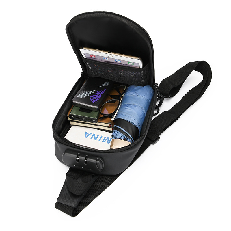 2024 Summer Casual backpacks, crossbody bags, cross-border wholesale, USB charging port bags, men's chest bags, fashionable single-shoulder bags Item Picture