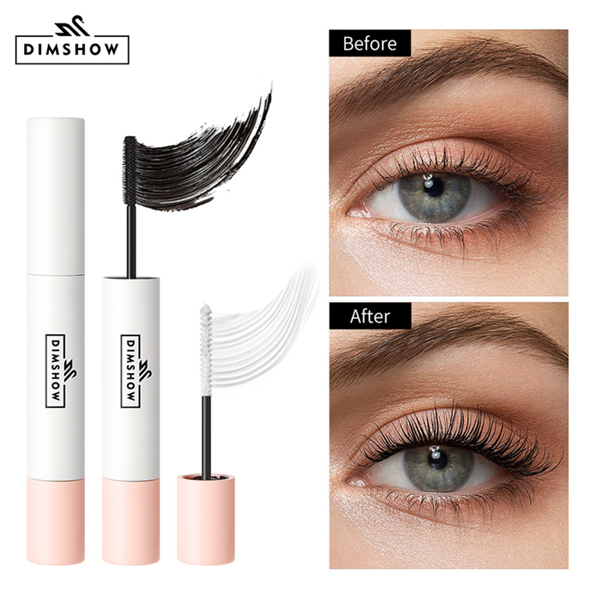 Cross-border double-headed long, thick and curly mascara, mascara base cream full figure