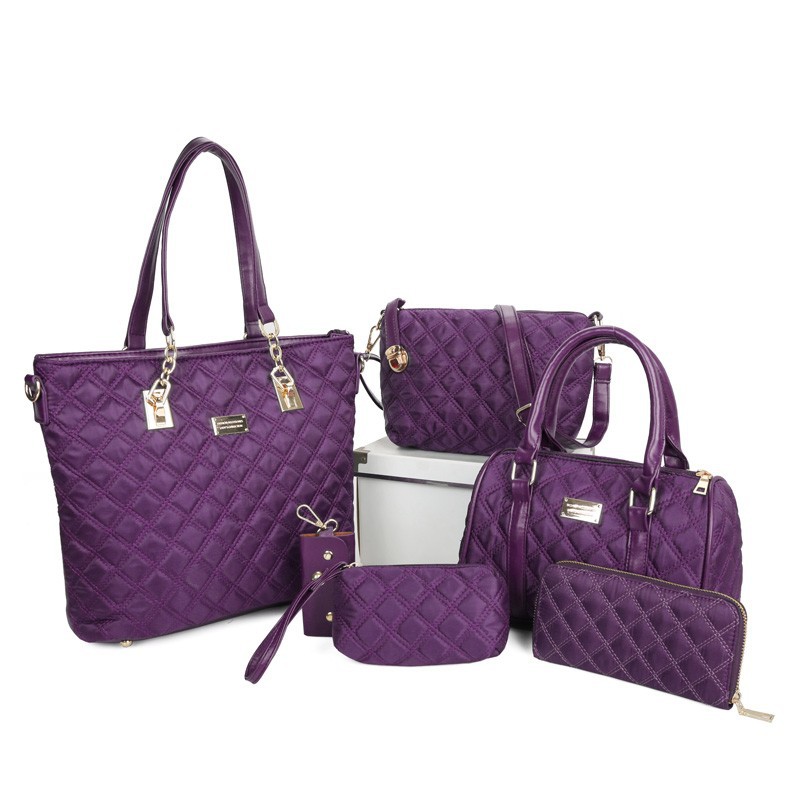 A set of women's bag, a multi-piece women's bag with a diamond pattern, a single-shoulder bag, a fashionable European and American style, a cross-border crossbody large bag Item Picture