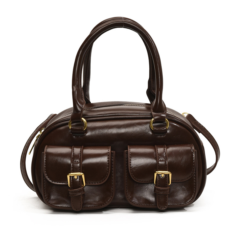 New winter large-capacity handbag, underarm bowling bag, retro texture commuting pillow bag Item Picture