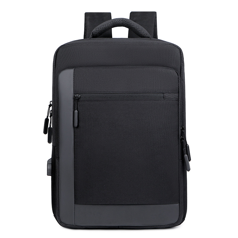 Men's black cross-border backpack, laptop bag, custom LOGO commuting backpack full figure