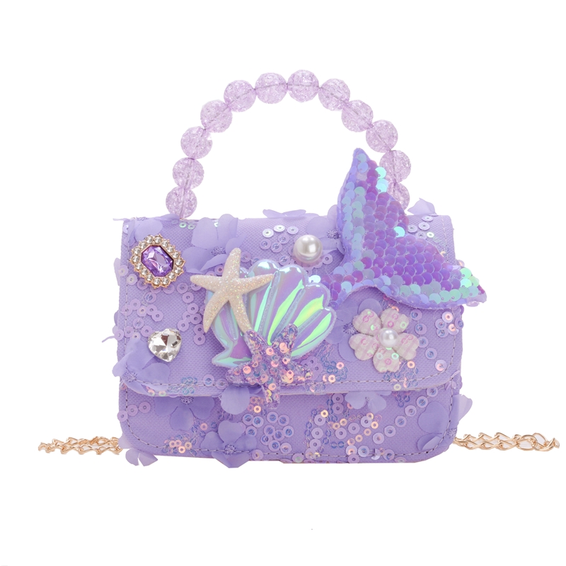 2024 New children's single-shoulder crossbody bag, princess handbag, mermaid, fashionable and stylish pearl bag Application Scenario